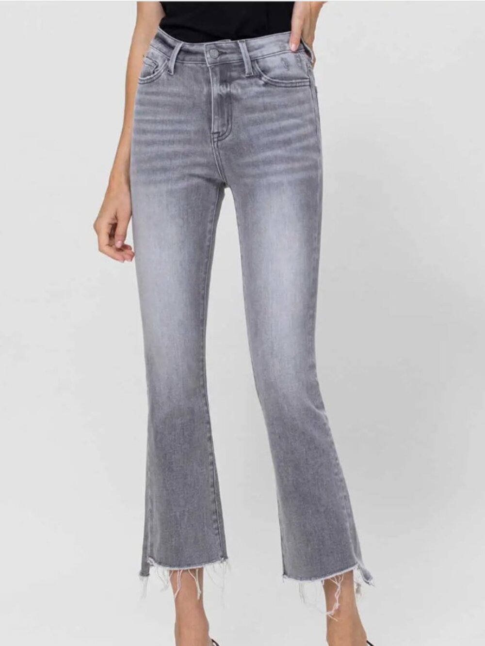 Vervet by Flying Monkey Gray High Rise Crop Flare Jeans Size 27 EUC